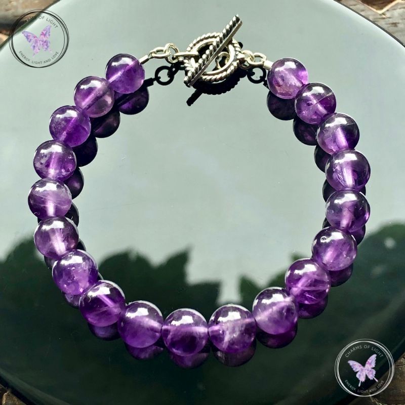 Amethyst Healing Bracelet With Silver Toggle Clasp